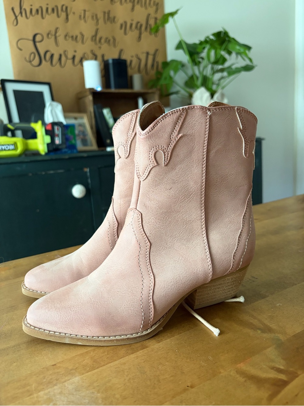 Women’s Blush Pink Western Ankle Booties